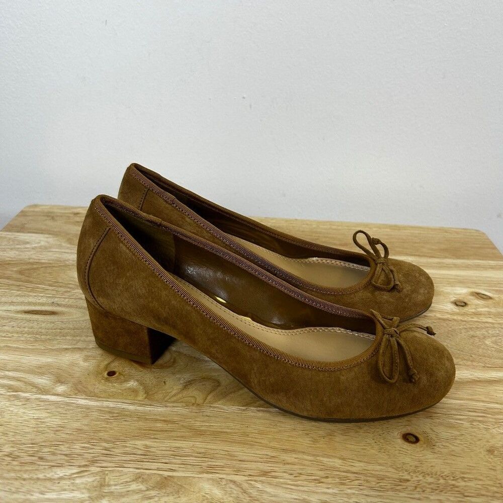 Jessica Simpson Valeriea Tan Suede Block Heel Pumps Womens Size 6.5M